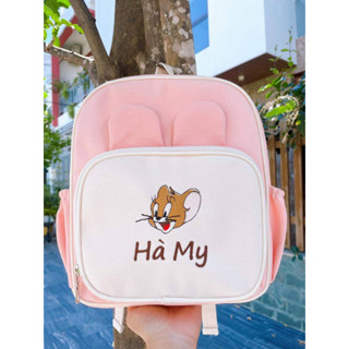 Balo Tai Thỏ Thêu Tên Cho Bé Mầm Non, Balo Đi Học Phong Cách Hàn Quốc, Túi Đi Học Mẫu Giáo