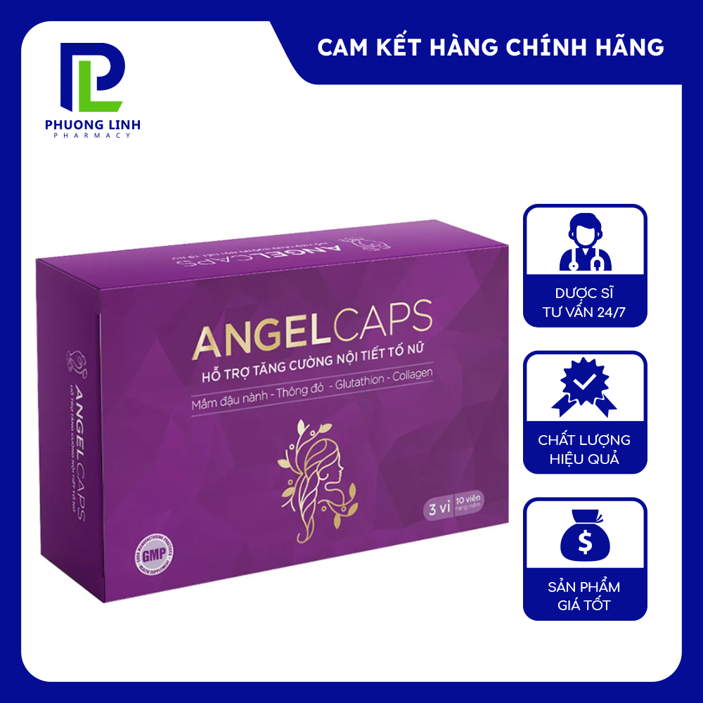 Viên Nội Tiết Tố Nữ AngelCaps 30 viên, hỗ trợ tăng cường nội tiết tố nữ, cải thiện sức khoẻ và làn da