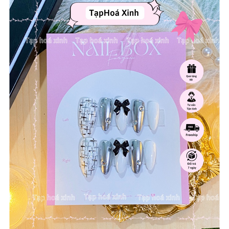 🌷Nailbox thiết kế tráng gương đính nơ  🌷