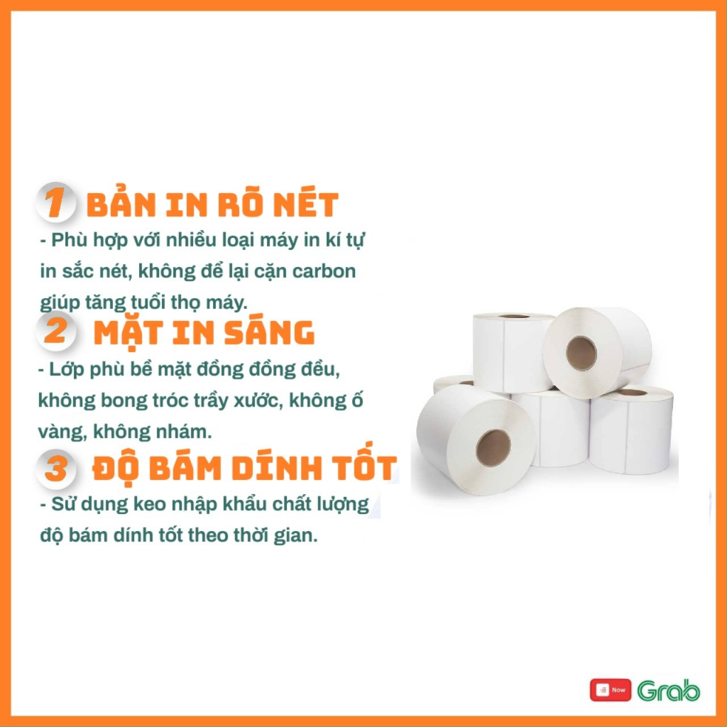 Tem trà sữa 50x30 mm Cuộn 800 Tem nhiệt nhãn 5x3 in mã vạch in tem phụ 50*30 Decal nhiệt 5*3 giấy in nhiệt