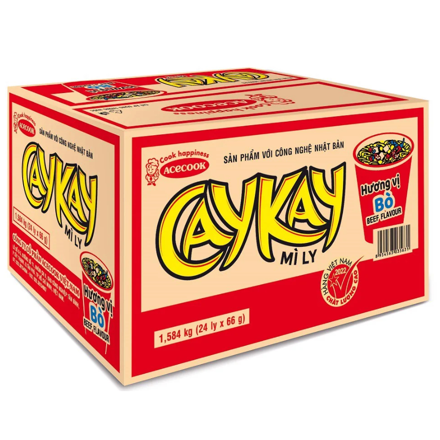 Thùng 24 mì ly Caykay vị bò 66g