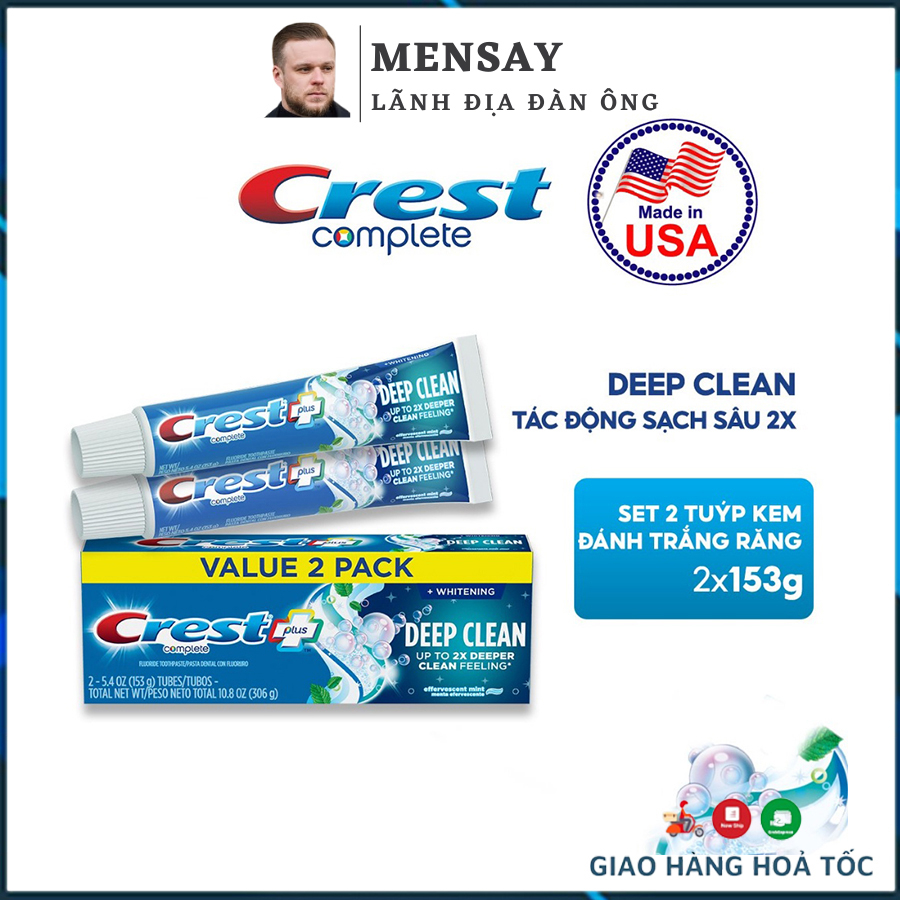 Kem đánh răng Crest, kem đánh trắng răng làm sạch sâu Crest Complete Whitening + Deep Clean - chính hãng nhập khẩu Mỹ