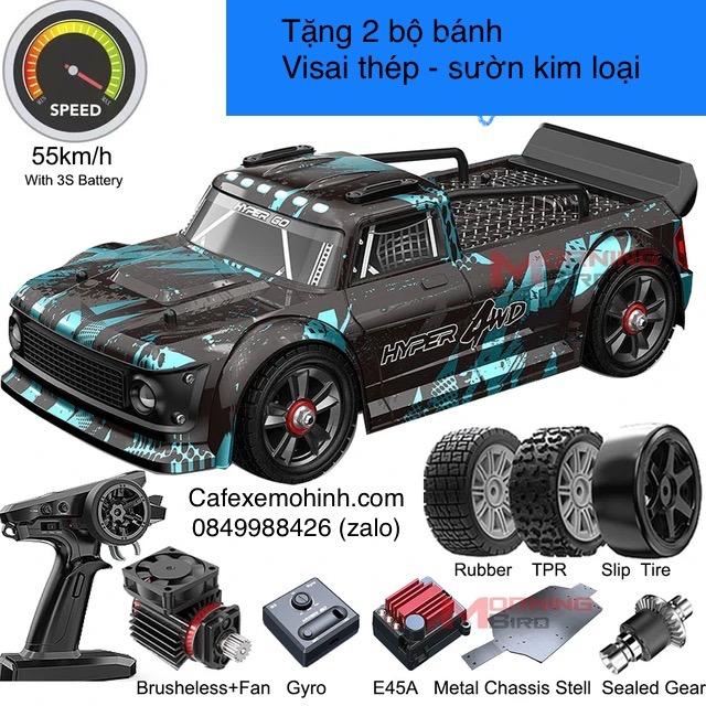 Xe điều khiển Hyper Go 14301 động cơ brushless sườn kim loại visai thép có gyro drift