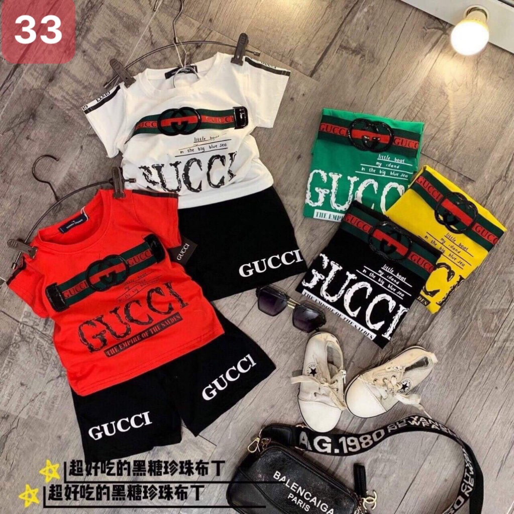 6=====>17 KG BỘ QUẦN + ÁO CỘC TAY GUCCCI PHONG CÁCH HÀN QUỐC CHO BÉ TRAI 6 MÀU