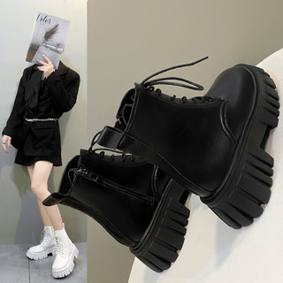 Boot nữ big size có dây buộc size 40 - 42, đế dày 4cm, có khóa kéo