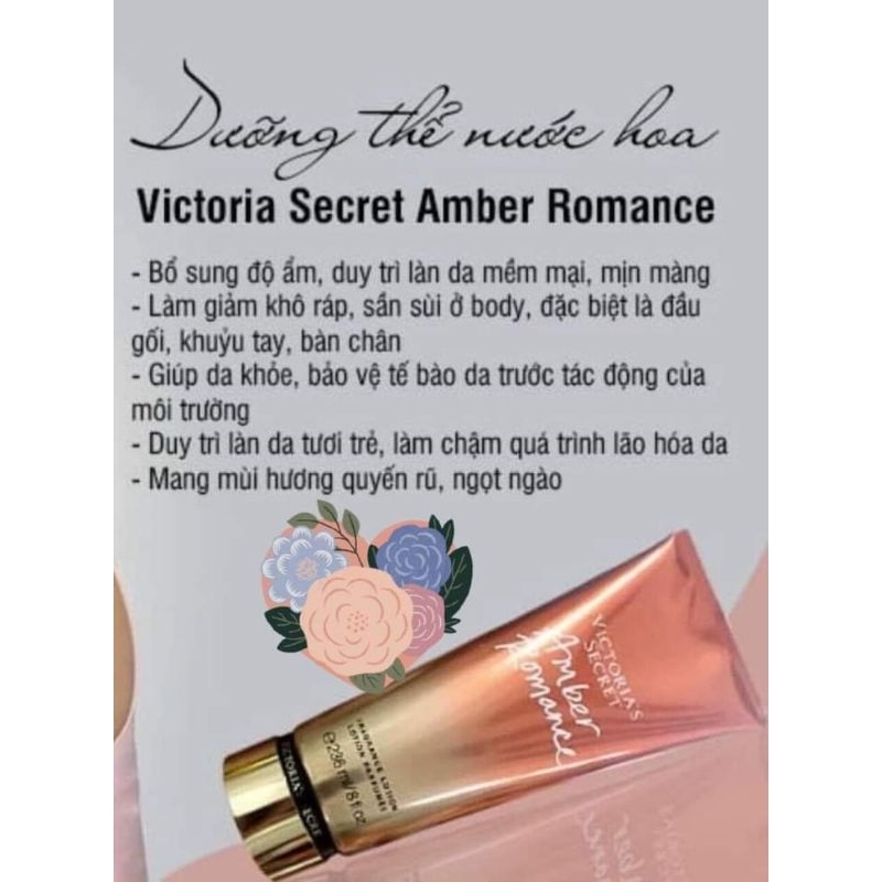 Dưỡng thể nước hoa Victoria's secret Amber Romance 236ml, dưỡng ẩm sáng da