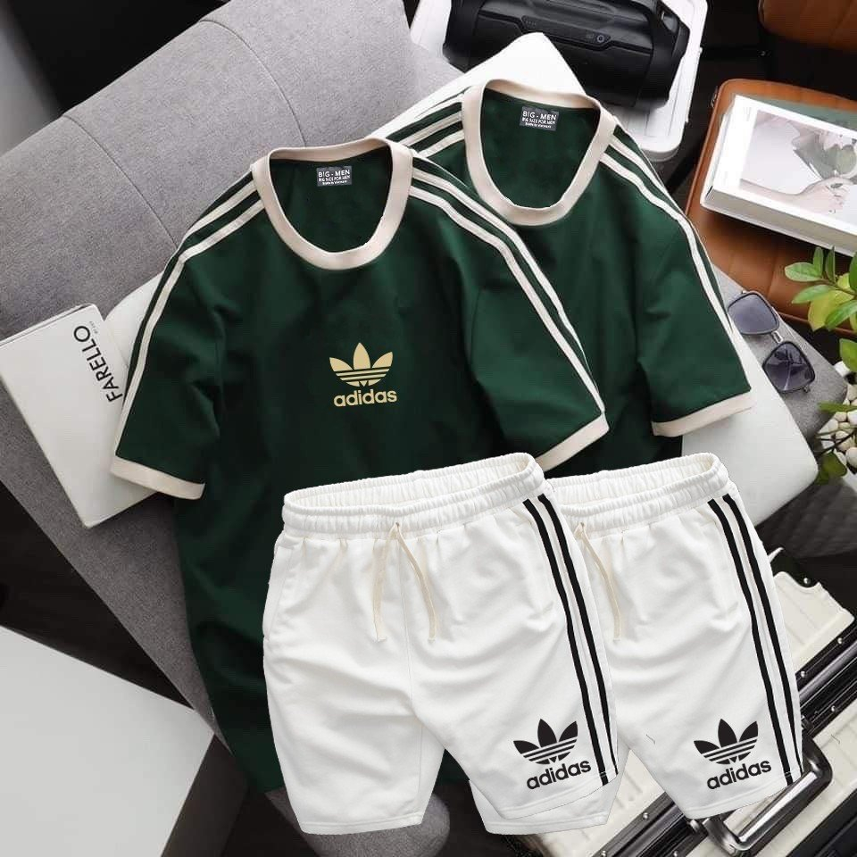 Set bộ áo, quần phối sọc vai bigsize nam thời trang