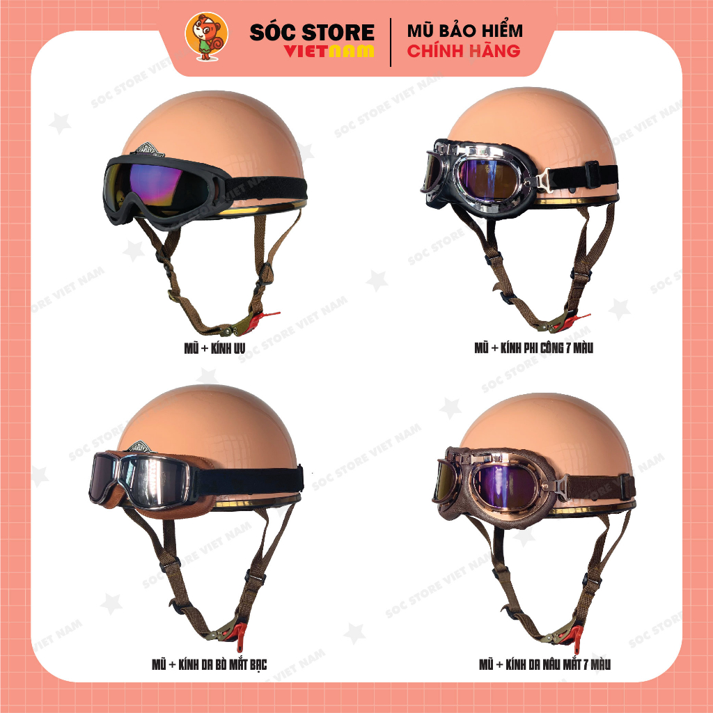 Mũ bảo hiểm nửa đầu Napoli Pug Version Harley, nón bảo hiểm 1/2 Napoli Sóc Store Vietnam chính hãng
