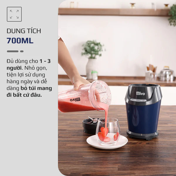 Máy Xay Sinh Tố OLIVO MB1000 - Ba Cốc Xay Linh Hoạt - Xay Đá Bào, Xay Sinh Tố, Smoothie, Đồ Ăn Dặm Cho Bé, Xay Đồ Khô