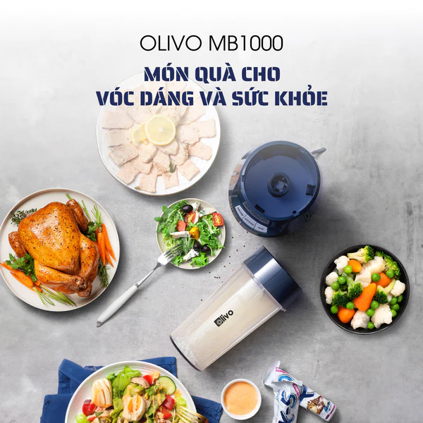 Máy Xay Sinh Tố OLIVO MB1000 - Ba Cốc Xay Linh Hoạt - Xay Đá Bào, Xay Sinh Tố, Smoothie, Đồ Ăn Dặm Cho Bé, Xay Đồ Khô
