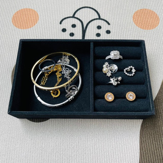 Combo 4 khay gỗ bọc vải nhung size mini