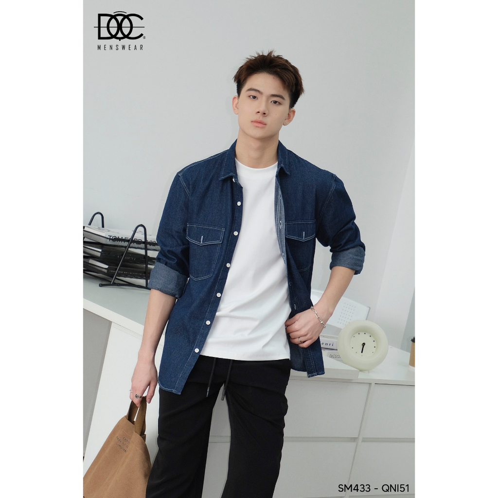 Áo sơ mi nam denim jeans cổ bẻ đẹp cao cấp form oversize Độc menswaer phong cách trẻ trung, mạnh mẽ - SM433