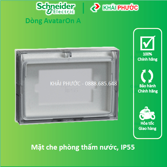 Mặt che phòng thấm nước công tắc ổ cắm chữ nhật IP55 AvatarON A Schneider M3T01WP_WE - Khải Phước El