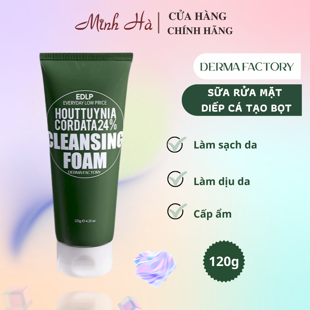 Sữa rửa mặt diếp cá Derma Factory EDLP Houttuynia Cordata 24% Cleansing Foam 120g