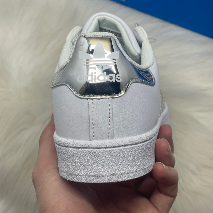 GIÀY THỂ THAO ADIDAS SUPERSTAR MÀU TRẮNG SỌC GHI, ADIDAS SUPERSTAR WHITE SILVER FULL BOX BILL