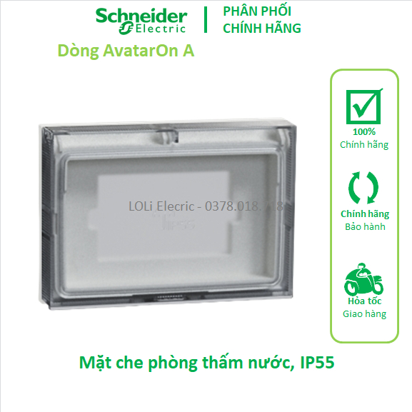 Mặt che phòng thấm nước công tắc ổ cắm chữ nhật IP55 AvatarON A Schneider M3T01WP_WE - LOLi Electric