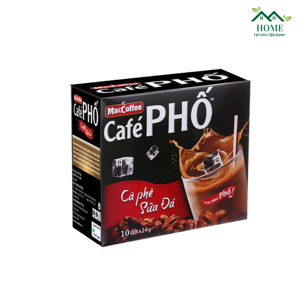 Café Phố, Cà Phê Sữa Đá MacCoffee 240g, Hộp 10 gói