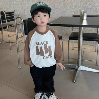 Đồ bộ bé trai, Set quần áo thu đông dài tay họa tiết mèo Black Cats chất nỉ da cá xịn xò cho bé từ 7 - 18 kg, SUN KID'S