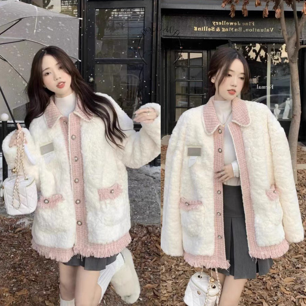 Áo Khoác Lông Cừu Ulzzang lót dạ trong , Cổ Bẻ Phong Cách Hàn Quốc - HOT 2022 dieuanh_5202
