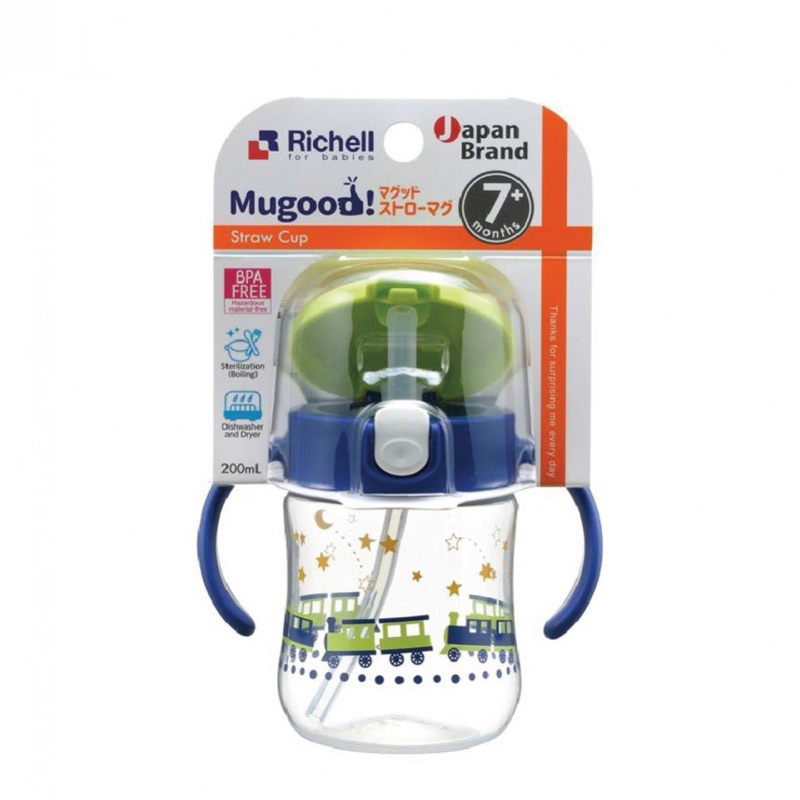 Bình uống nước ống hút MUGOOD Richell 200ml