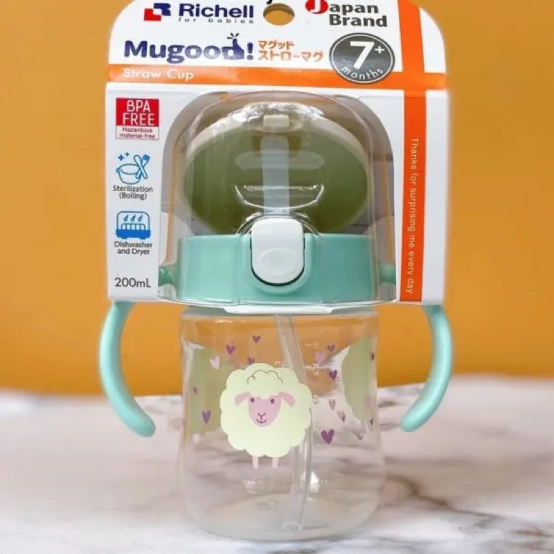 Bình uống nước ống hút MUGOOD Richell 200ml