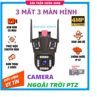 Camera ip wifi 3 mắt 5k 4mp wifi ip 10x zoom 3 ống kính 3 màn hình ngoài trời ptz tự động theo dõi chống nước