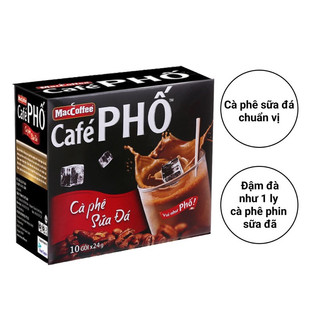 Cà phê Phố sữa đá,hộp 10 gói x 24g