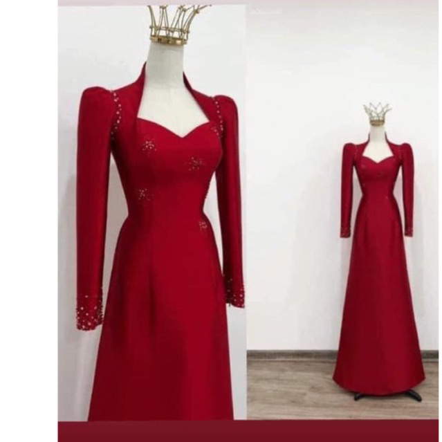 Áo dài dâu rể  đỏ tươi và đỏ đô