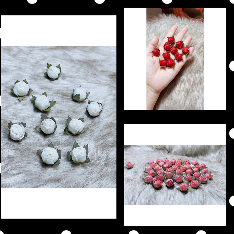 🌸hoa Sen nụ bằng Vải 1,2cm đính kết phụ kiện ( 1 bịch 10 bông) 36.000vnd 🍀 3 màu : Trắng , Đỏ , Hồng