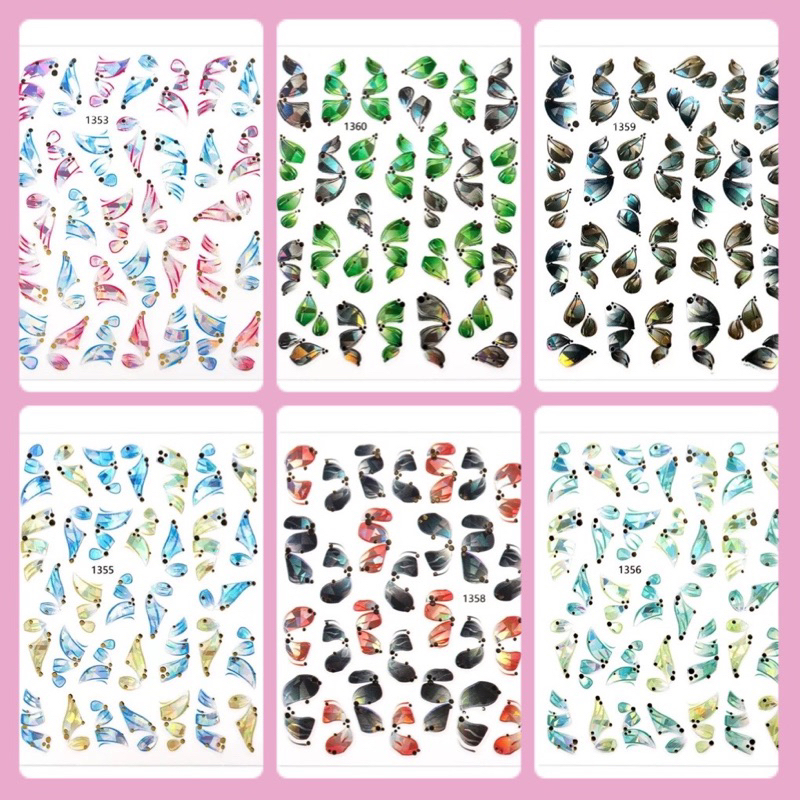 Sticker dán móng tay nail hoa văn 5D hoạt tiết kẻ móng