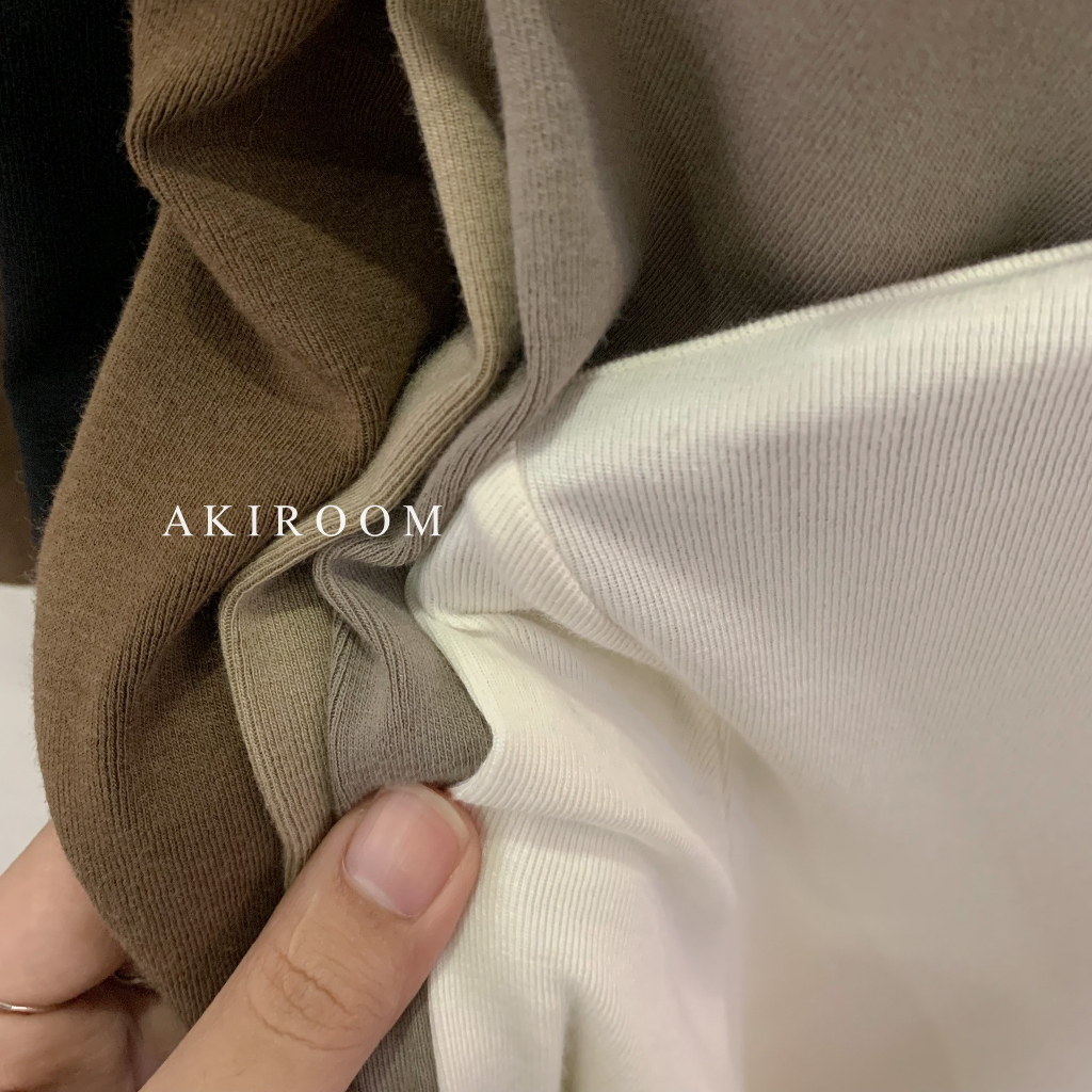 Áo thun trơn ôm body co giãn cổ tròn dài tay 8021449