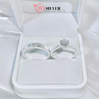 Nhẫn đôi bạc CHY SILVER đính đá bạc thật ND02