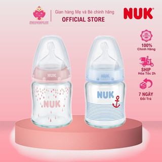 Bình Sữa Nuk Thủy Tinh 120ml (núm silicon,cổ rộng) - Made in Germany