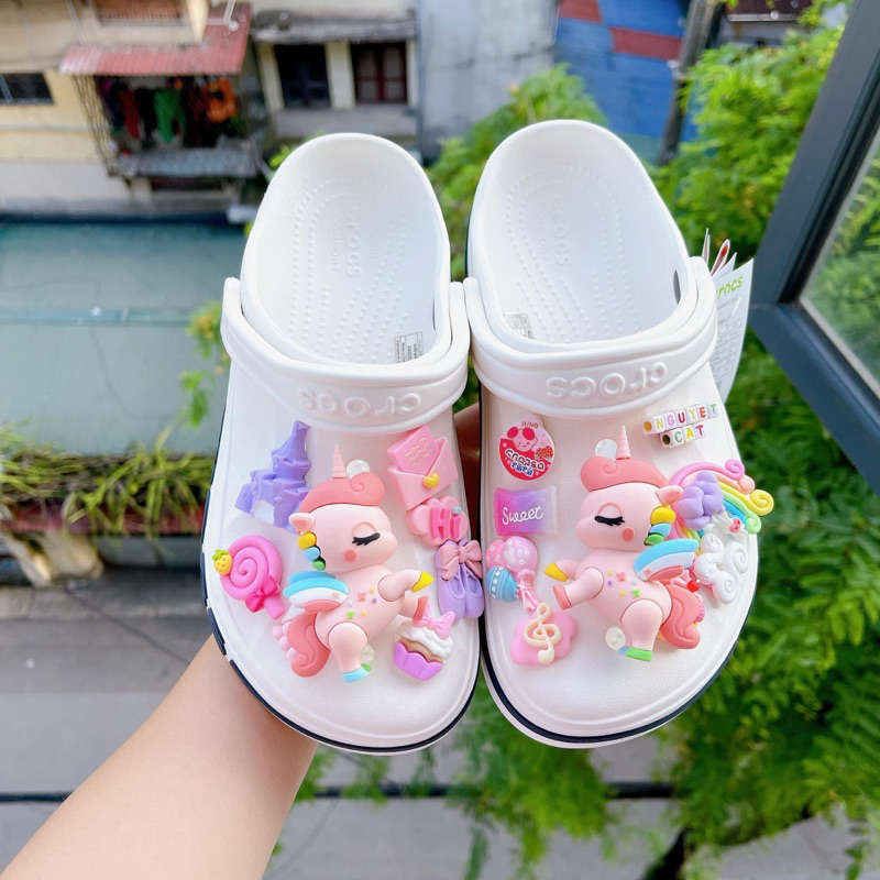 SET STICKER / CHARM PONY TÍM HỒNG TRANG TRÍ DÉP SỤC, DÉP CROCS