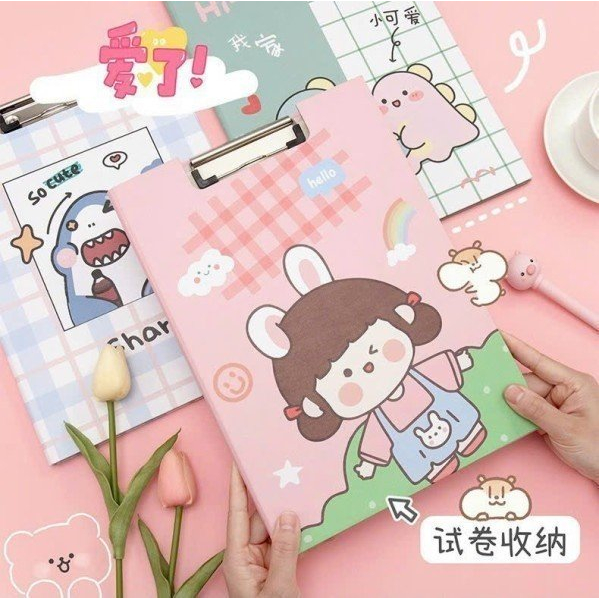 Kẹp trình ký tài liệu hai mặt, trình ký đôi khổ A4 hình hoạt hình dễ thương