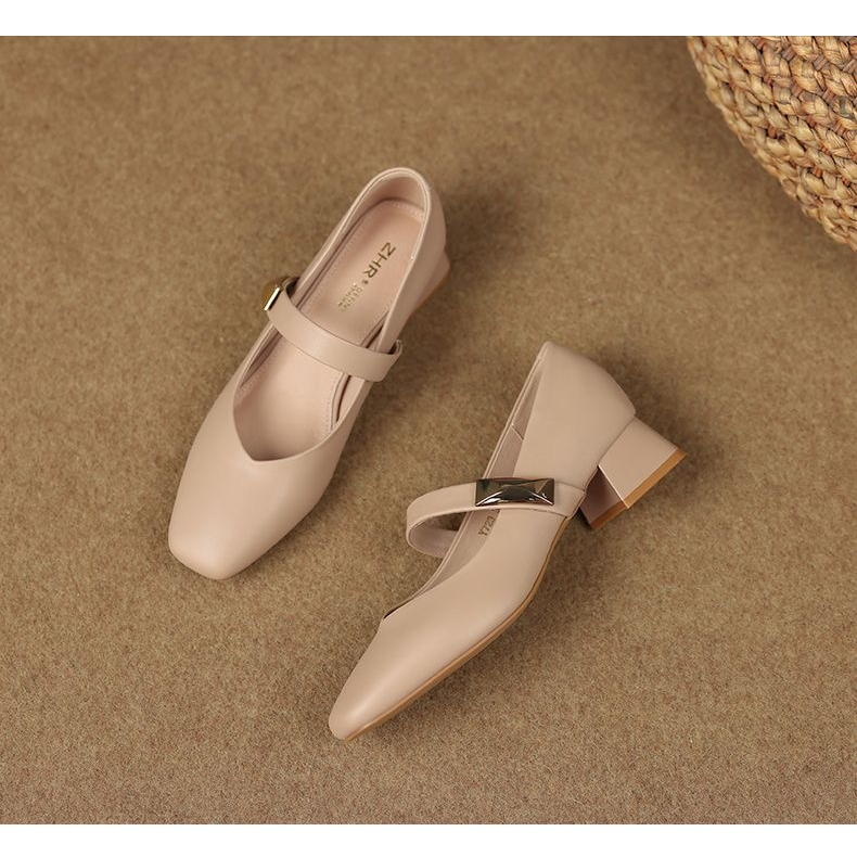 Giày da ZHR chính hãng da mềm gót vuông 4cm, sale giới hạn