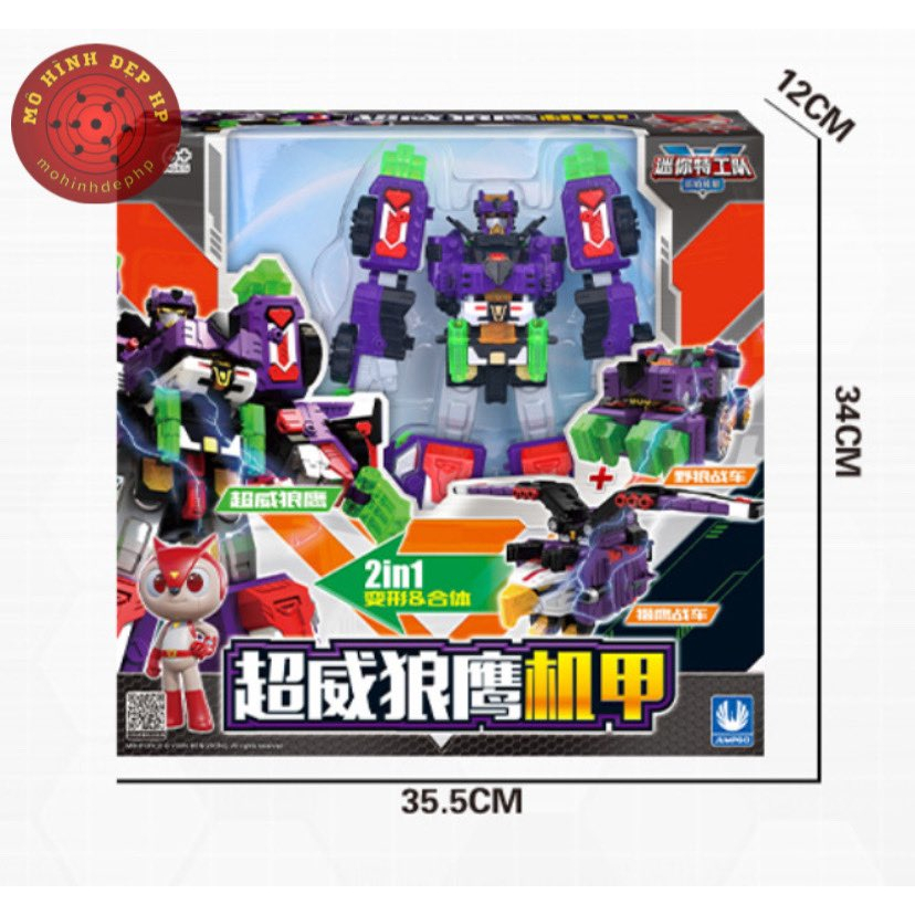 Đồ Chơi Siêu Robot Hộ Thần Rừng Xanh Phi Ưng Kích Lang Tốc Chiến Eagle Lycan V Rangers Miniforce 5 Lực lượng nhí x