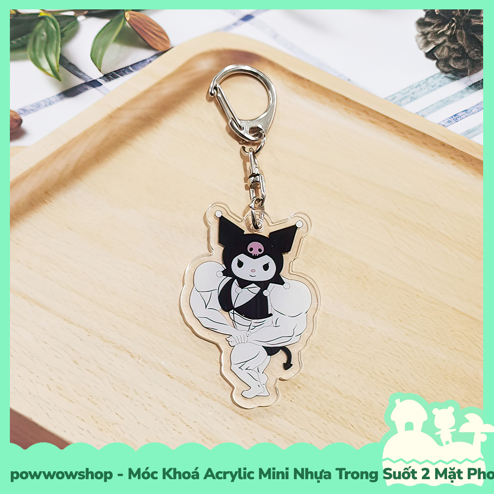 Móc Khoá Nhựa Mini Trong Suốt Acrylic 2 Mặt Phong Cách Nhân Vật Hoạt Hình Sanrio Muscle Body