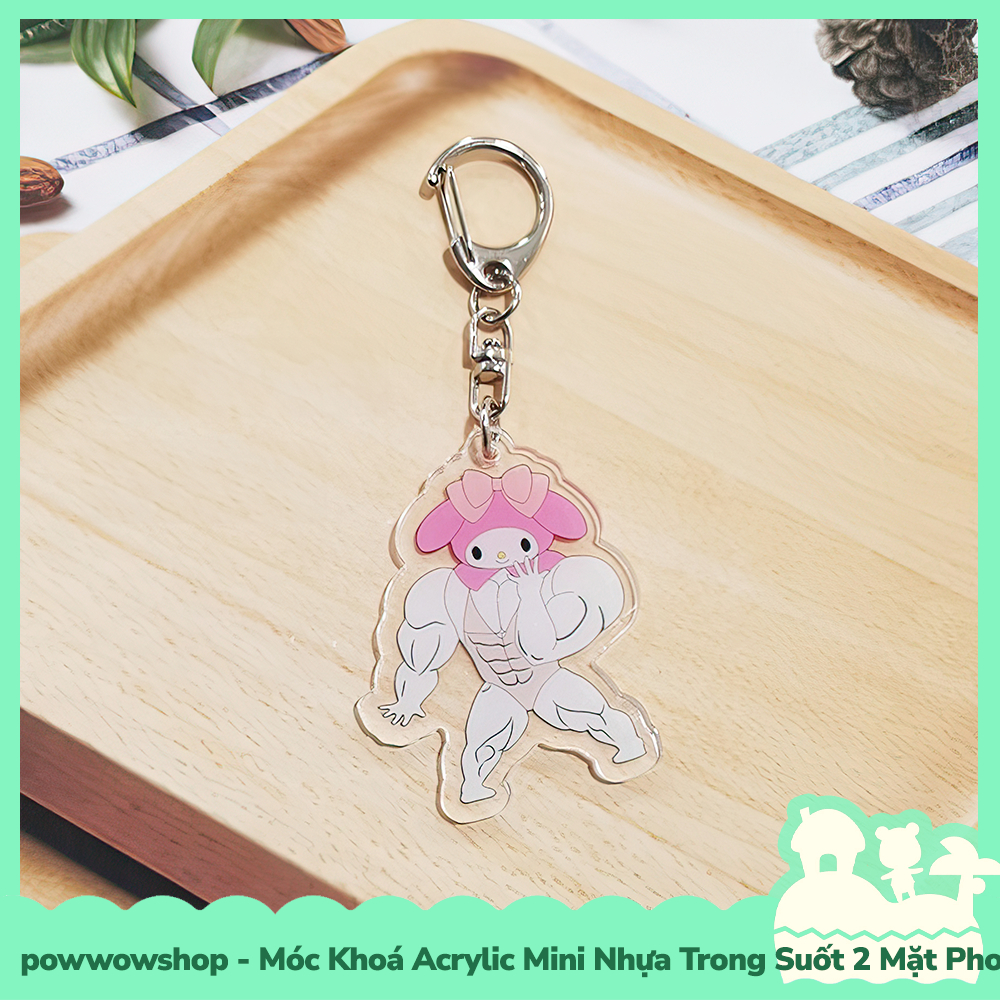 Móc Khoá Nhựa Mini Trong Suốt Acrylic 2 Mặt Phong Cách Nhân Vật Hoạt Hình Sanrio Muscle Body