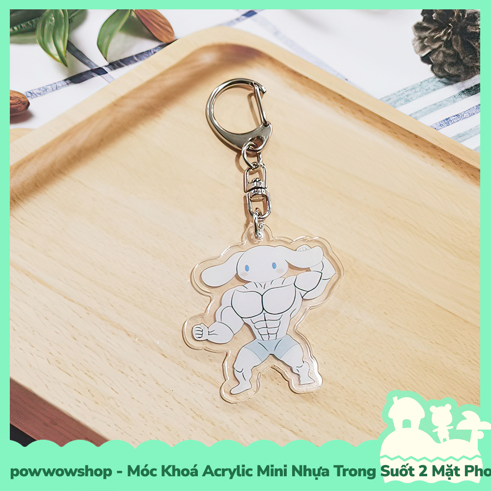Móc Khoá Nhựa Mini Trong Suốt Acrylic 2 Mặt Phong Cách Nhân Vật Hoạt Hình Sanrio Muscle Body