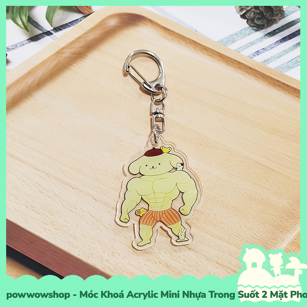 Móc Khoá Nhựa Mini Trong Suốt Acrylic 2 Mặt Phong Cách Nhân Vật Hoạt Hình Sanrio Muscle Body