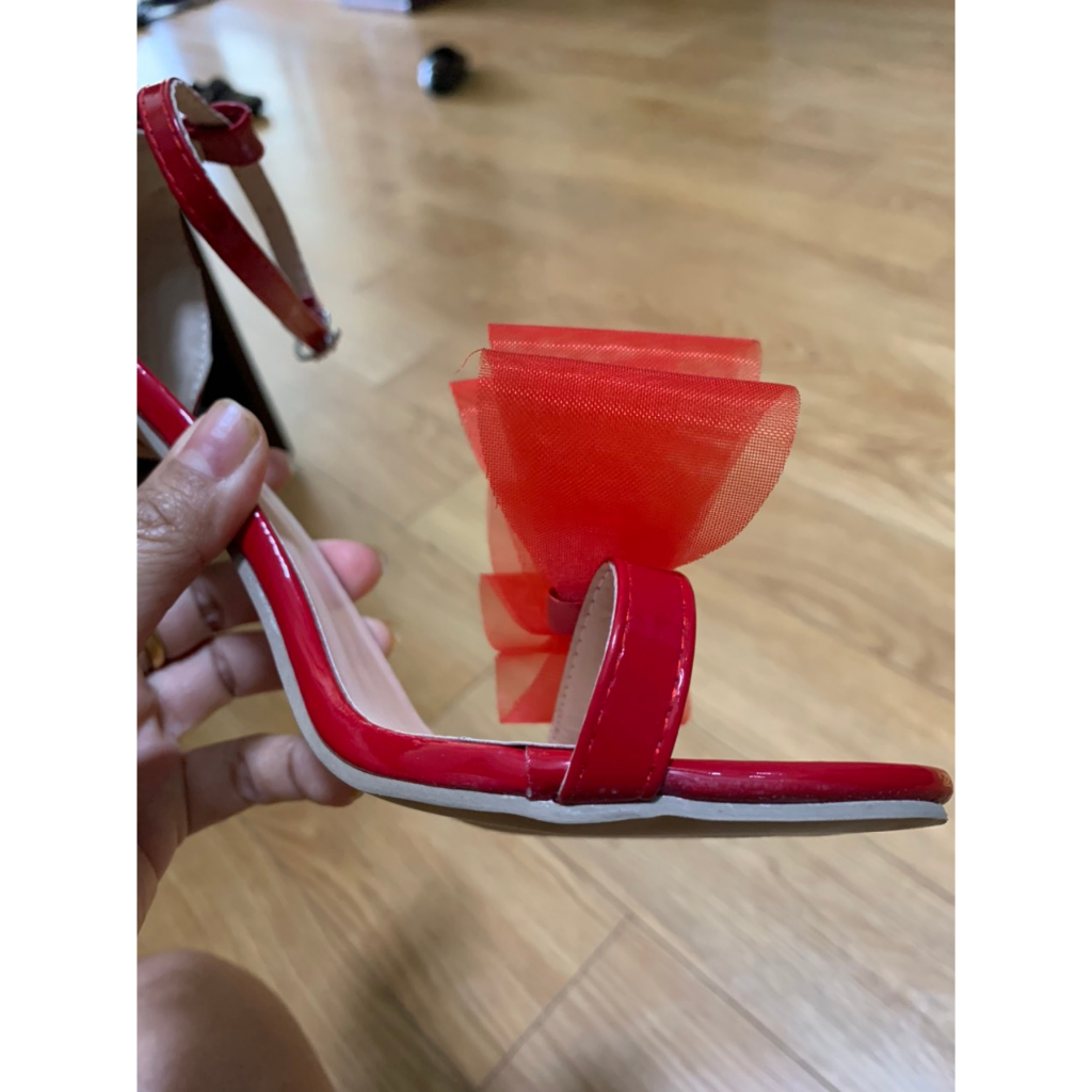 Dép Sandal Lơ Quai Mảnh Da Bóng Gót Nhọn Cao 8cm Màu Đen Màu Trắng Màu Đỏ Mã SD14 Shop Phương Nhi