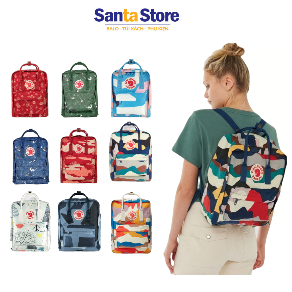 Set Balo thời trang Mẹ con Art size classic và mini nam nữ Unisex đi du lịch Căp đi học màu hoa cao cấp SANTA STORE