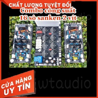 Combo công suất 16 sò sanken gồm 1 bo nguồn 8 tụ và 1 cặp công suất 8 sò mỗi kênh