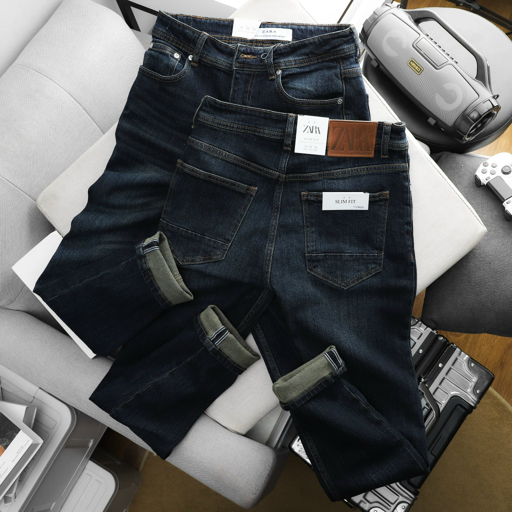 Quần Jean Nam ZARA NAVY DARK DENIM CXZAR003 Lót Viền Ống Form SlimFit Mềm Mịn Co Giãn Hàng Xịn Chính Hãng CÓ BIG SIZE
