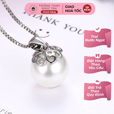 Mặt Dây Chuyền Bạc S925 Đính Ngọc Trai Hạt 10 Ly - Ngọc Trai Trường Thịnh
