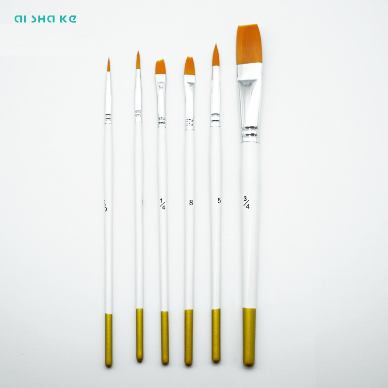 Cọ Vẽ AI SHAKE Set 6 Cây Hàng Cao Cấp Vẽ Màu Nước, Màu Acrylic, Sơn Dầu