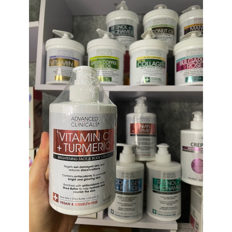 Kem dưỡng ẩm Vitamin C & Turmeric Face & Body làm săn chắc, làm sáng với Shea Butter & Vitamin E ; retinol