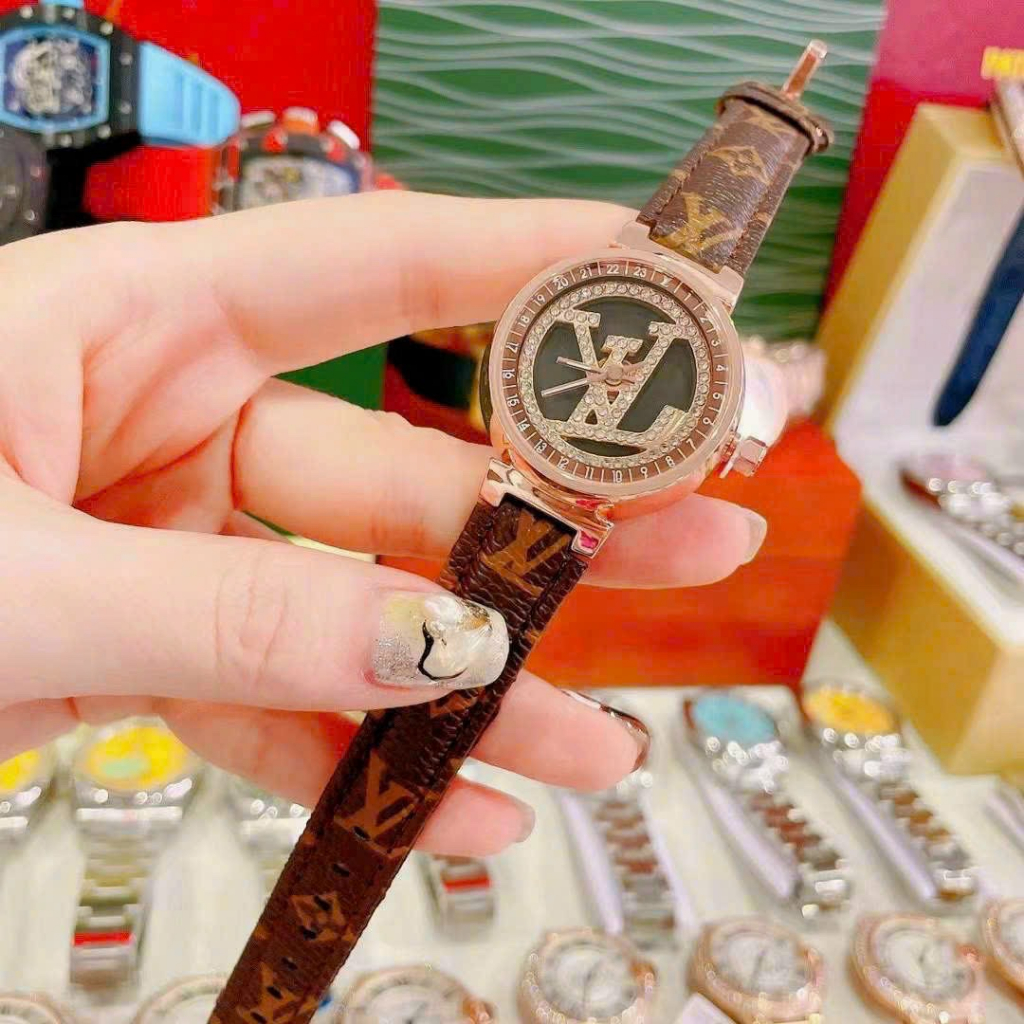 Đông Hồ Nữ louviston dây da mặt xoay,size 30mm, mẫu thời trang trẻ trung,chống nước 3atm, bảo hành 6 tháng