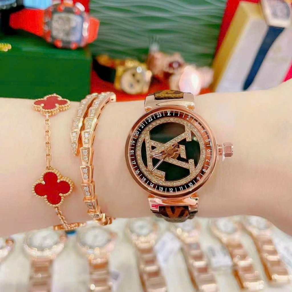 Đông Hồ Nữ louviston dây da mặt xoay,size 30mm, mẫu thời trang trẻ trung,chống nước 3atm, bảo hành 6 tháng